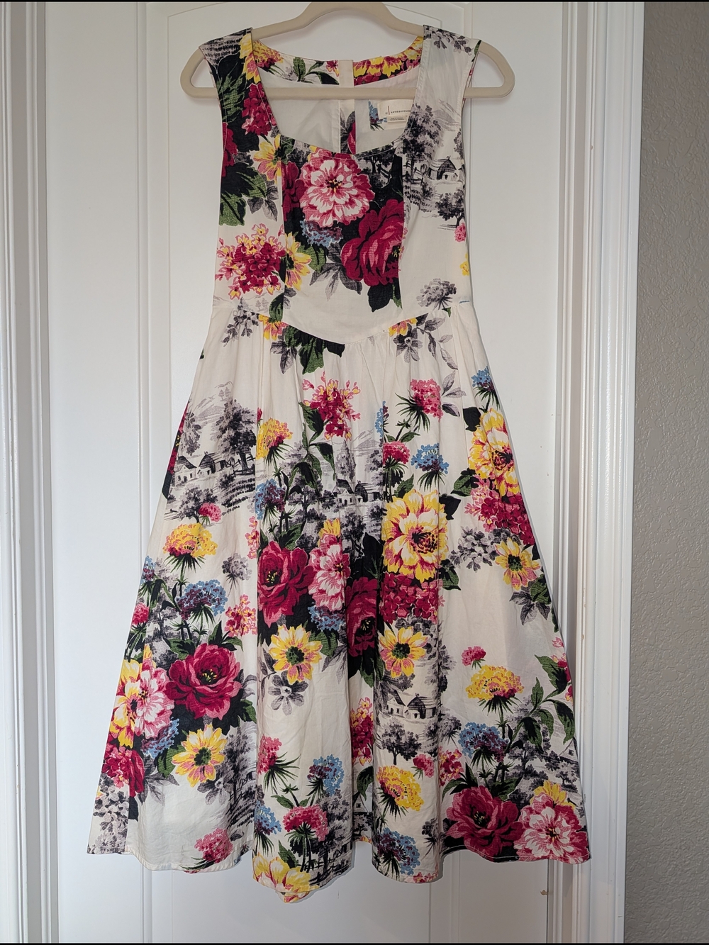 Anthropologie White Midi Dress Floral Wedding guest summer party graduation